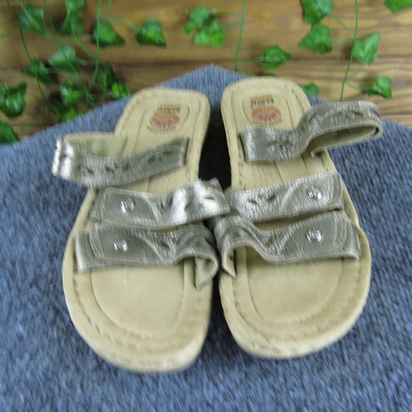 Earth Spirit Women  Slide Gold Leather Sz 8.5 Medium Gently‎ Used 2025 - Picture 2 of 6